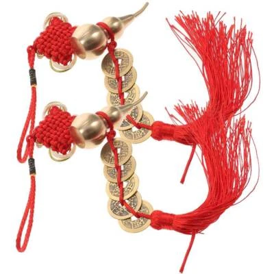 Colgantes de monedas de latón calabaza 2 piezas adornos de nudo chino decoraciones de estilo chino Foto 1 de 4