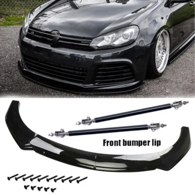 For Volkswagen Jetta Car Front Bumper Lip Spoiler With Strut Rods Foto 1 de 4