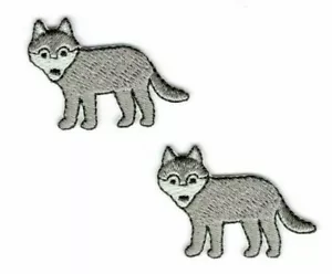 WOLF SMALL SET OF 2 Iron On Patch Animals Children Wolves - Picture 1 of 1