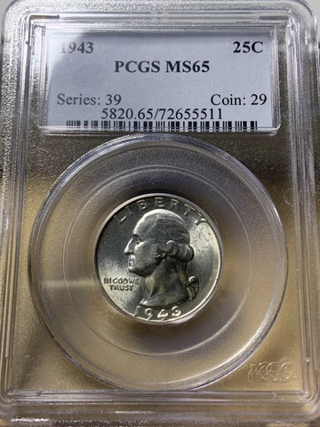 1943 Washington Quarter PCGS MS65 Cover