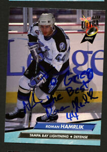 Roman Hamrlik #201 signed auto 1992-1993 Fleer Ultra Hockey Card
