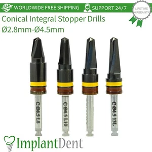 Taladros de tapón integrales cónicos dentales DLC 2,8 mm-4,5 mm herramienta de acero inoxidable - Imagen 1 de 9