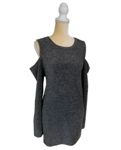 NEW NWT Michael Kors Metallic Black Glitter Cold Cut Shoulder Top $98 Size 2X - Picture 1 of 7