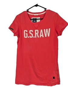 G-Star Raw Face R S/S T-Shirt Tee Women's Size Medium Graphic Tee Orange - Picture 1 of 7