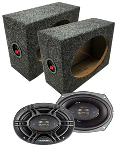 2x Blaupunkt GTX690 450W Speakers + 2x Audiotek 6x9" Car Truck Speaker Box - Picture 1 of 6