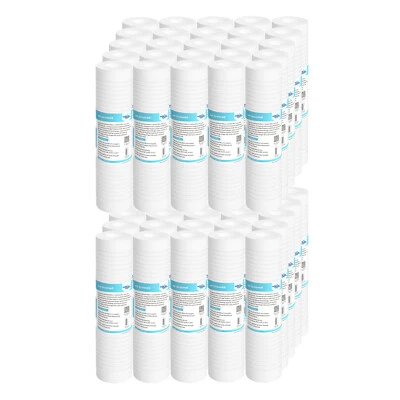 MEMBRANE SOLUTIONS 1-50PK 10"x2.5" PP Grooved Sediment Water Filter RO Whole House 0.5/1/5 Micron