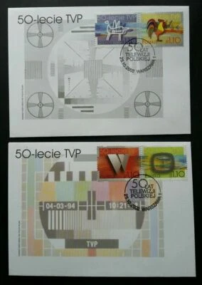 [SJ] Poland 50 Years Of Television 2002 TVP TV Programme Roaster (FDC pair) - Image 1 of 4
