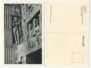01306 - Kanheri - India - Cueva 3 - Mujer junto a Buda - Postal antigua - Imagen 1 de 1