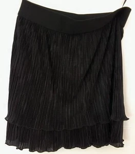 Miss Selfridge Black Polyester Pleated Mini Skirt UK 12 NEW Elastic Waist - Picture 1 of 3