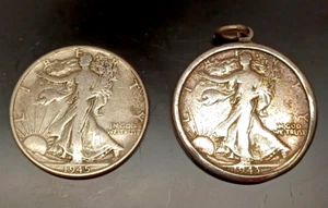 1945 Walking Liberty Half Dollar & 1943 Walking Liberty Half Dollar in Pendant - Picture 1 of 2