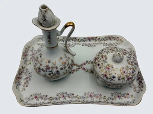 Lenwile Ardalt 6041 Porcelain Vanity Set Tray Jar & Bottle Hand Painted Japan - Picture 1 of 24
