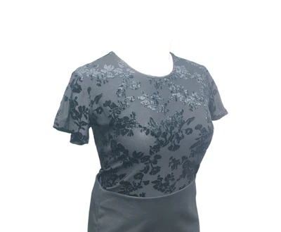 Top corto Impressions terciopelo Burnout Whimsigoth para mujer XL negro flores elástico Foto 1 de 4