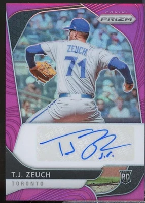 T.J. Zeuch/ Card 2020 Panini Prizm Rookie Autographs Prizms Purple #12  - Image 1 of 2
