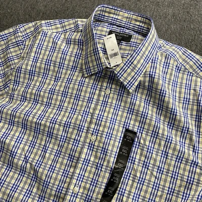 Banana Republic Shirt Mens 2XL 18-18.5 Yellow Blue Plaid Long Sleeve NEW NWT - Image 1 of 4