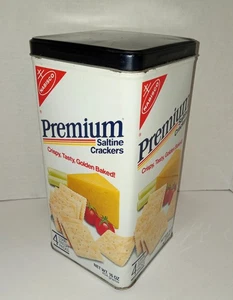 1985 Nabisco Premium Saltine Crackers Square Tin With Lid Vintage Rare - Picture 1 of 4
