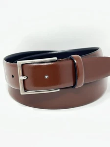 ISAIA Napoli Leather Belt Brown 35mm Italy 33.5” to Middle Hole - Picture 1 of 11