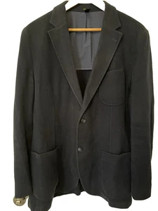 MASSIMO DUTTI Navy Blue Cotton Blend Blazer Sport Coat Jacket Size 46 - Picture 1 of 8