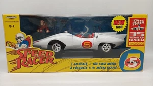 AMERICAN MUSCLE Speed Racer Mach 5 White Red 1/18 Diecast Car Model Collectible - Picture 1 of 9