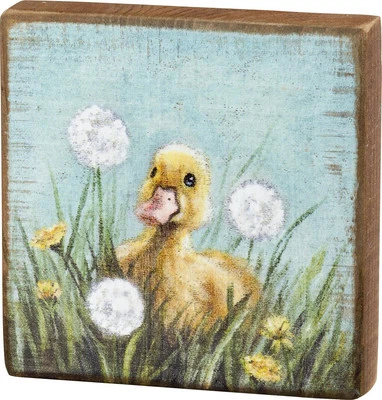 Primitives by Kathy Home Décor Block Sign - Baby Duckling with Dandelion...  - Image 1 of 2