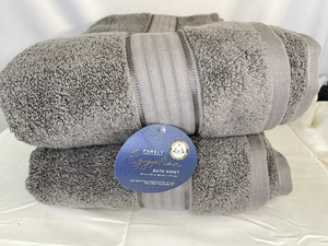 Purely Indulgent 100% Baumwolle Badelaken 2-teiliges Set Dunkelgrau Neu Mit Etikett - Bild 1 von 1