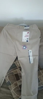  IZOD плоский передний жесткий хлопок эластичной хаки Chino брюки униформа, размер 20 - Изображение 1 из 4