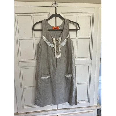 Vestido Juicy Couture Talla 2 Beige y Off White Mezcla Lino  Foto 1 de 3