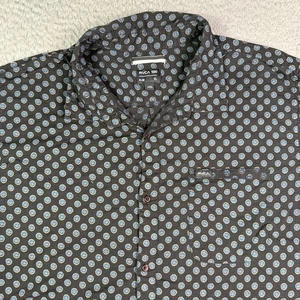 RVCA Shirt Mens XL Black Hawaiian Slim Fit Floral Button Up Short Sleeve - Picture 1 of 10