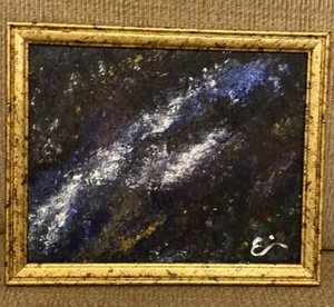 Original painting - Signed - CELESTIAL TADPOLE GALAXY - landscape Approx 8x11 - Picture 1 of 8