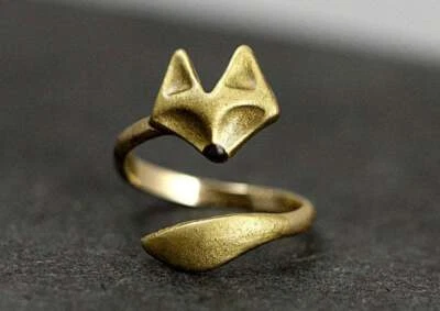 Women Fashion Ring Open Size Gold Silver Fox Punk Couple Love Jewellery Gift - Image 1 of 4