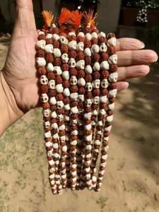 Diosa KALI Nar Mund + ROSARIO Rudraksha Mala Calavera Tallada 67+1 Cuentas de Oración - Imagen 1 de 7