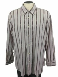 Lucky Brand Button Shirt 2XL White Purple Geometric Stripe Mens - Picture 1 of 4