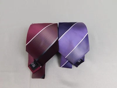 Lot 2 Kenneth Cole Reaction Ties - Hamilton Stripe Red, Purple - Silk #1959 - Image 1 of 4