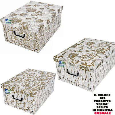 SCATOLA BAULE CONTENITORE BOX CARTONE CAMBIO STAGIONE BIANCHERIA Cm 51X37X24h