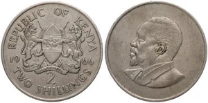 Kenya - 2 Schilling, 1966 Kupfer-Nickel-Legierung, 14.3g, Ø 32.3mm Km#6 - Picture 1 of 1