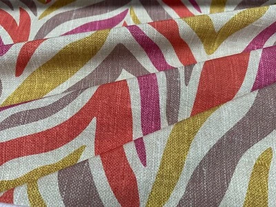 Cortina de algodón a rayas animales tela estampado lino cebra rosa - 280 cm de ancho Foto 1 de 4