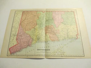 ANTIQUE MAP  OF CONNECTICUT  CRAM'S  ATLAS 1905  23 X 14.5 - Picture 1 of 1