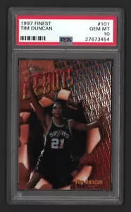 Tim Duncan Spurs 1997 Finest Rookie Card Rc #101 PSA 10 Gem Mint X454 - Picture 1 of 2