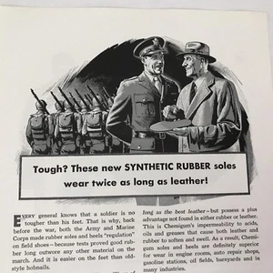 1943 Goodyear Chemigum Rubber Sole Print Ad Advertising Art War Soldiers - Picture 1 of 3