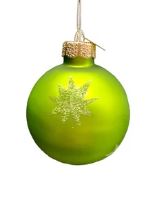 NWT Seasons Cannon Falls Chartreuse Green Blown Starburst Ornament Glitter - Picture 1 of 9