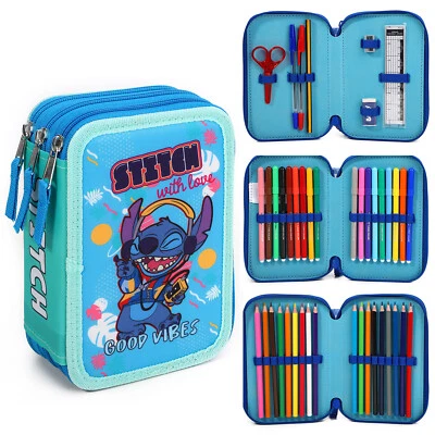 Disney Stitch 3-stufiges Bleistiftetui Multifach Malstifte Bleistifte Set