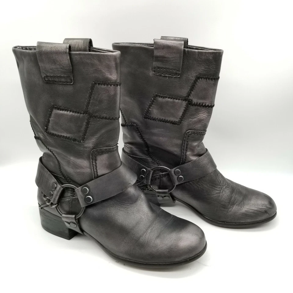 Botas de montar con arnés negro a media pantorrilla punta redonda oro rosa para mujer 38,5 EE. UU. 8 Foto 1 de 4