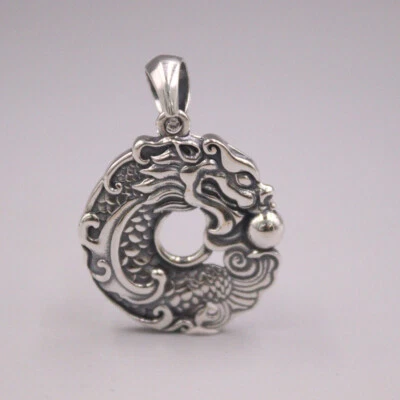 Women Men Vintage Sterling Silver Pendant For Dragon Play Ball Silver Pendant - Image 1 of 4