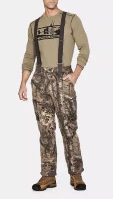 Under Armour Threadborne RealTree Wool Hunting Bibs Pants Sz XXL NEW 1297439 946 - Image 1 of 4