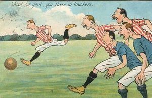 TORSCHIESSEN, FUSSBALL - Comic Sport Postkarte - Bild 1 von 2