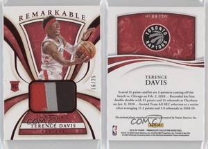 2019-20 Panini Immaculate Remarkable Jerseys Red /25 Terence Davis II Rookie RC