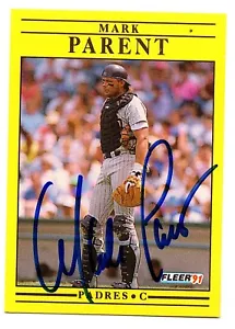 Mark Parent Autograph On A 1991 Fleer - San Diego Padres - Picture 1 of 1