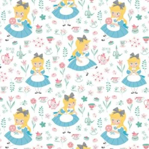 Alice in Wonderland II Fabric Blue white by Camelot Fabrics~ By The Yard - Picture 1 of 1