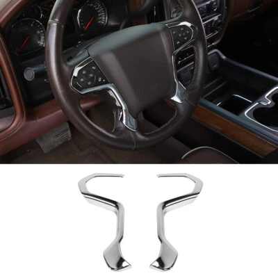 Chrome Interior Steering Wheel Cover Trim For Chevy Silverado GMC/SIERRA 2014-18 Foto 1 de 4