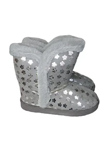Olivia Miller Mädchen Slipper Winterstiefel silber Sterne, Kunstfell grau Gr. 2 - Bild 1 von 11