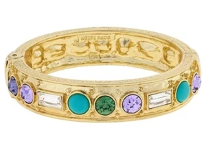 Heidi Daus Go Two Multi-Cut Stone Bangle Bracelet-Turquoise Multi-7 "-NWT - Picture 1 of 5
